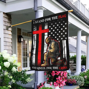 Christian Garden Flags, I Stand For The Flag And Kneel For The Cross Flag, Christian House Flags, Christian Cross Flag, Faith Flag