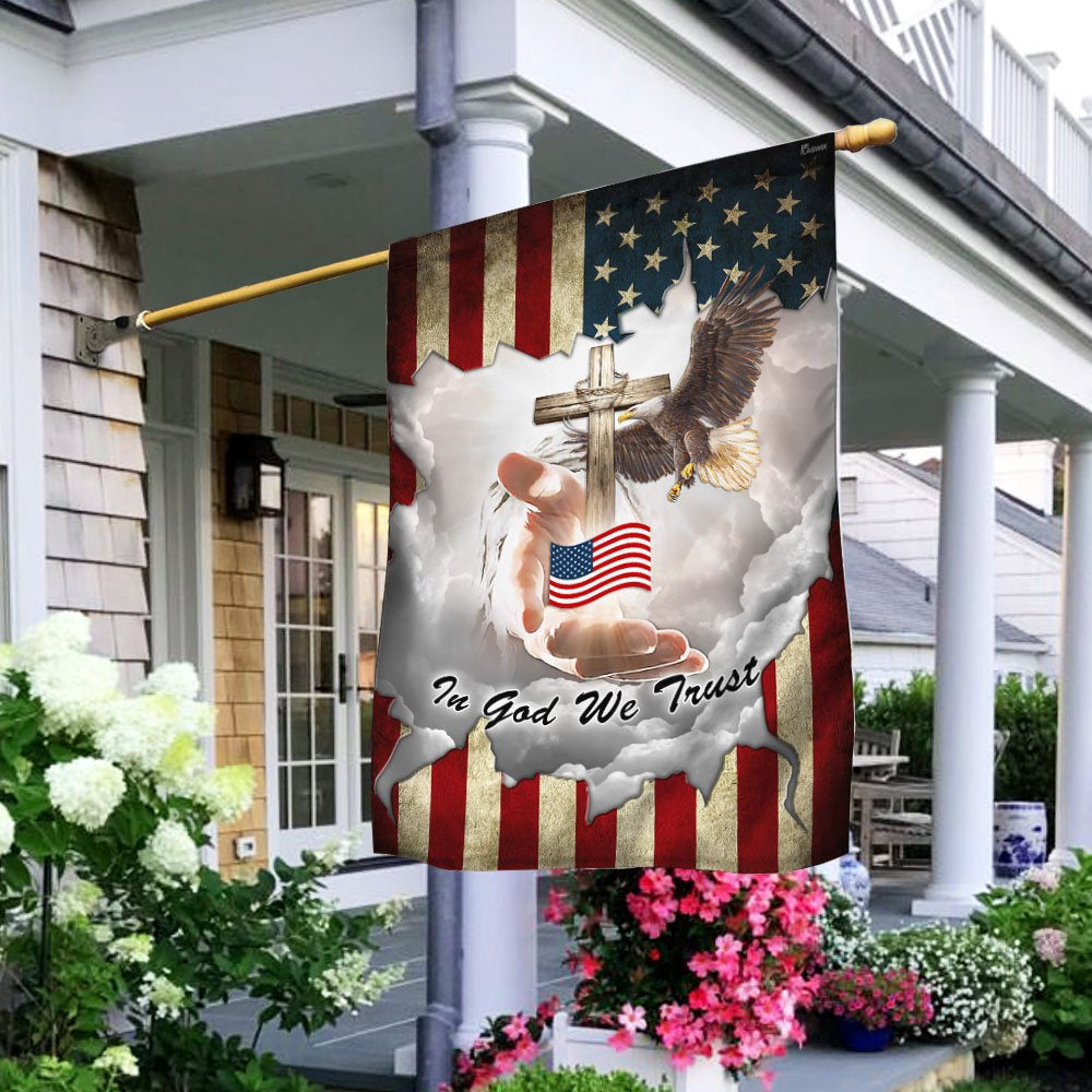 Christian Garden Flags, Jesus - In God We Trust American Flag, Christian House Flags, Christian Cross Flag, Faith Flag