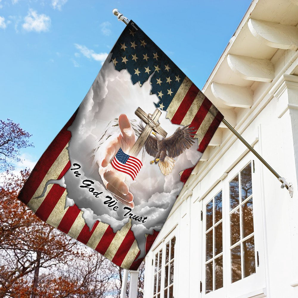Christian Garden Flags, Jesus - In God We Trust American Flag, Christian House Flags, Christian Cross Flag, Faith Flag