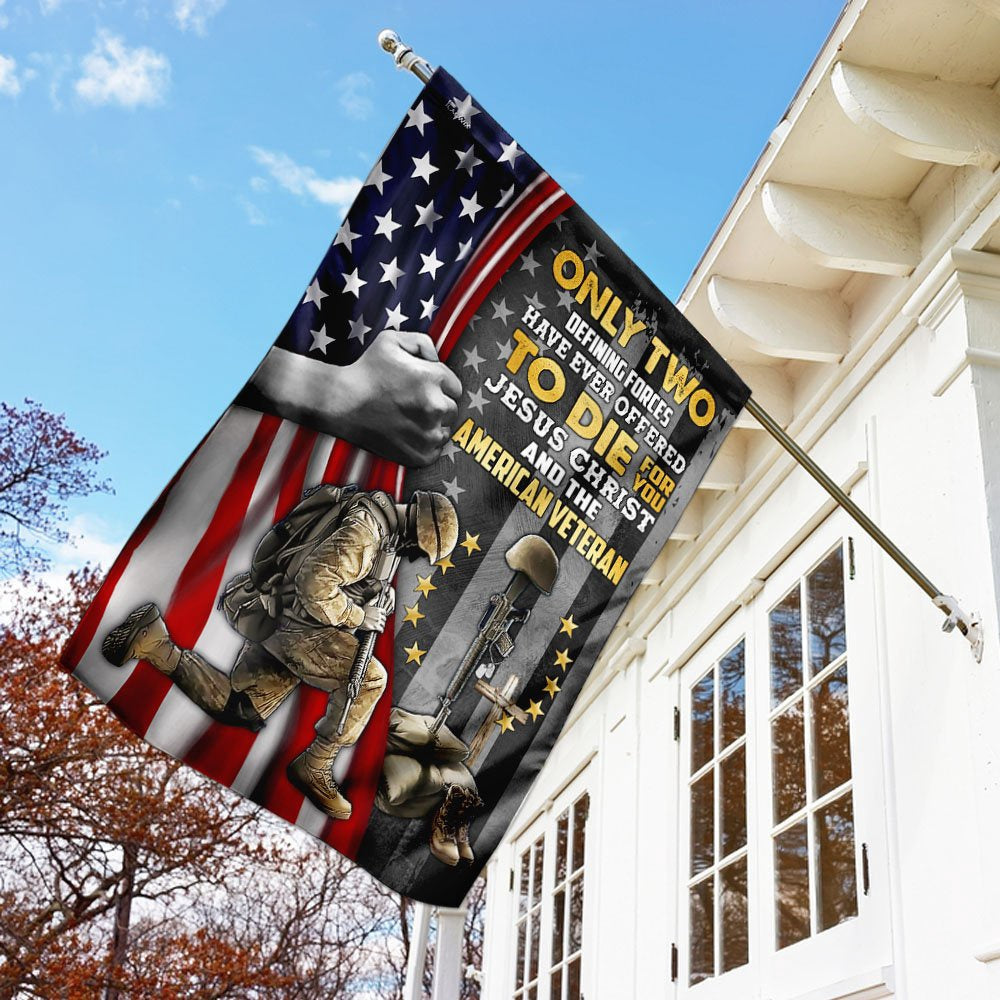 Christian Garden Flags, Jesus Christ And The American Veteran Flag, Christian House Flags, Christian Cross Flag, Faith Flag