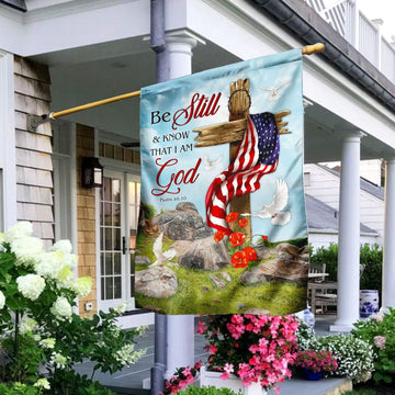 Christian Garden Flags, Jesus Christ Cross Be Still &amp;amp Know That I Am God Flag, Christian House Flags, Christian Cross Flag, Faith Flag