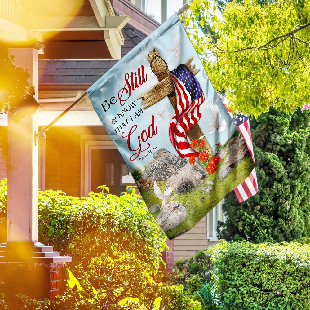 Christian Garden Flags, Jesus Christ Cross Be Still &amp;amp Know That I Am God Flag, Christian House Flags, Christian Cross Flag, Faith Flag