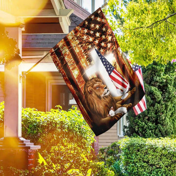 Christian Garden Flags, Lion Of Judah Lamb Of God American Flag, Christian House Flags, Christian Cross Flag, Faith Flag