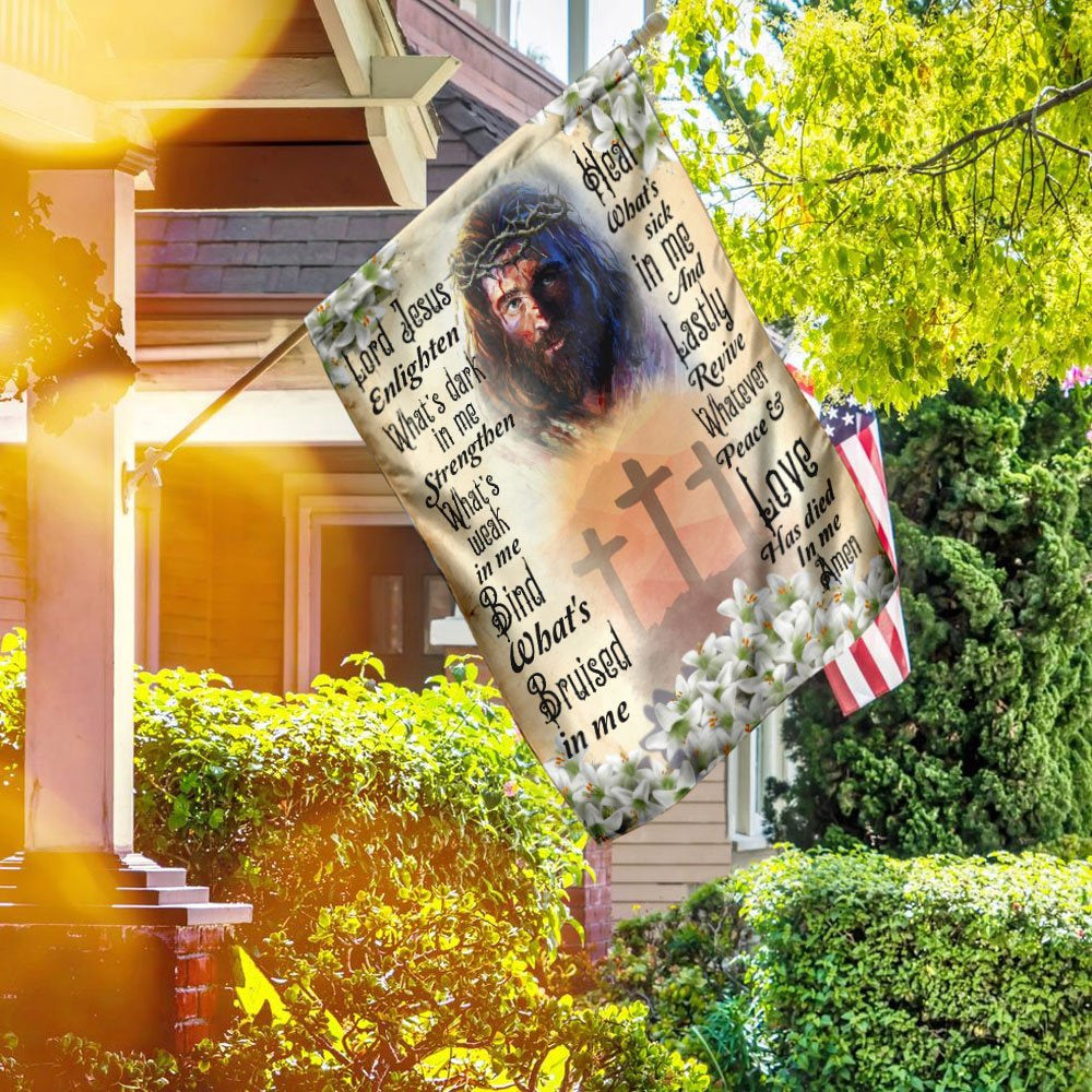 Christian Garden Flags, Lord Jesus Enlighten What&#39;s Dark  In Me Christian Flag, Christian House Flags, Christian Cross Flag, Faith Flag