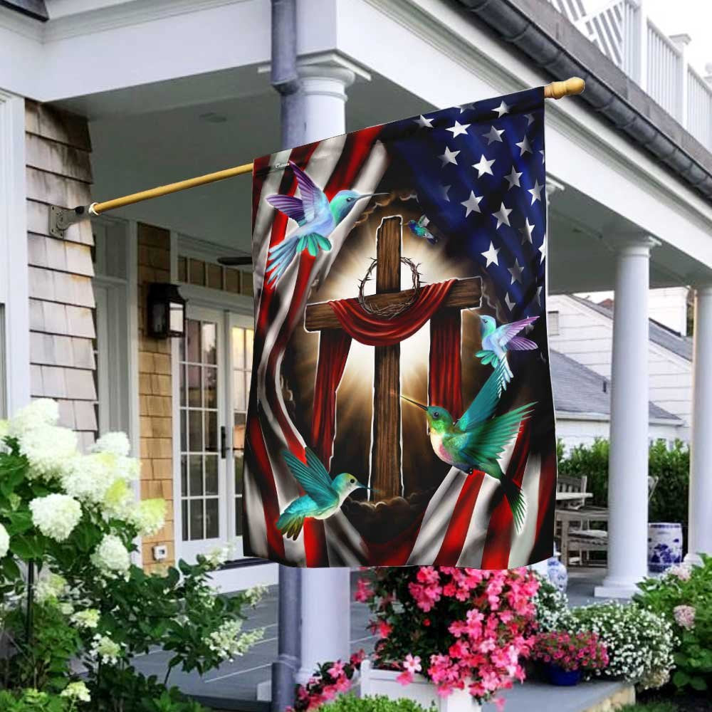 Christian Garden Flags, Magical Hummingbirds Flag, Christian House Flags, Christian Cross Flag, Faith Flag