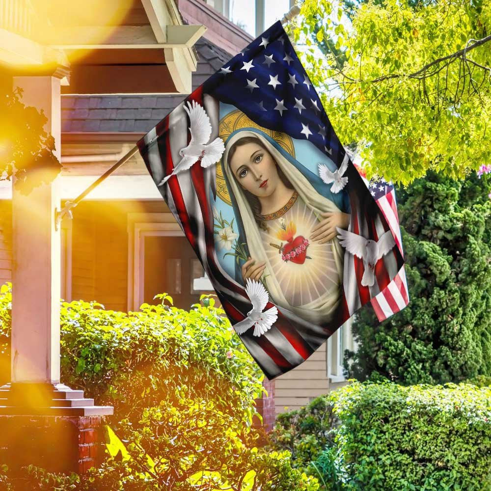 Christian Garden Flags, Mama Mary American Flag, Christian House Flags, Christian Cross Flag, Faith Flag