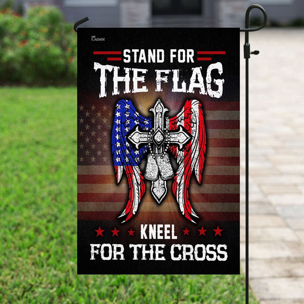 Christian Garden Flags, Stand For The Flag Kneel For The Cross Flag, Garden Flag, Christian House Flags, Christian Cross Flag, Faith Flag