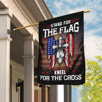 Christian Garden Flags, Stand For The Flag Kneel For The Cross Flag, Garden Flag, Christian House Flags, Christian Cross Flag, Faith Flag