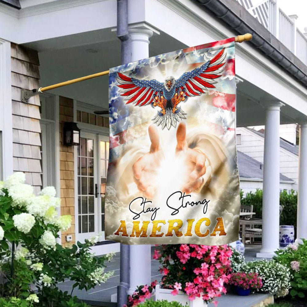 Christian Garden Flags, Stay Strong America, God&#39;s Nation Flag, Christian House Flags, Christian Cross Flag, Faith Flag