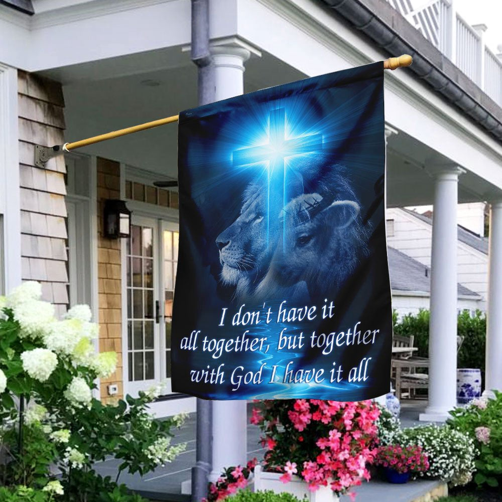 Christian Garden Flags, Together With God I Have It All Flag, Christian House Flags, Christian Cross Flag, Faith Flag