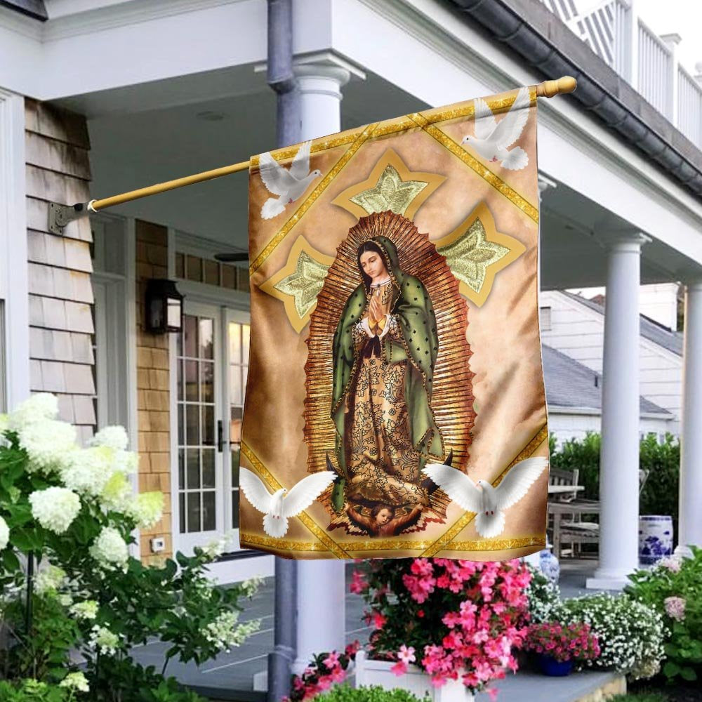 Christian Garden Flags, Virgin of Guadalupe Flag, Christian House Flags, Christian Cross Flag, Faith Flag
