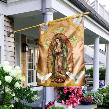Christian Garden Flags, Virgin of Guadalupe Flag, Christian House Flags, Christian Cross Flag, Faith Flag