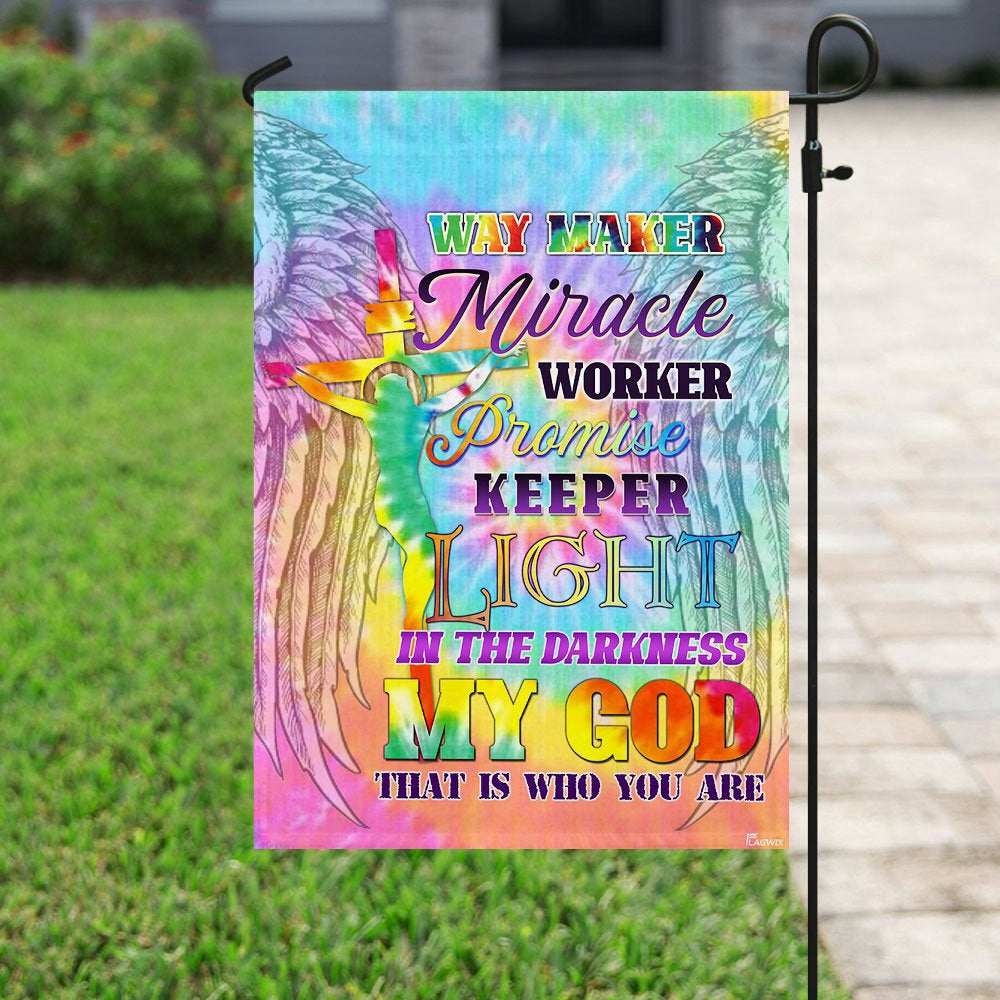 Christian Garden Flags, Way Maker Miracle Worker Promise Keeper Light In The Darkness My God Flag, Christian House Flags, Faith Flag