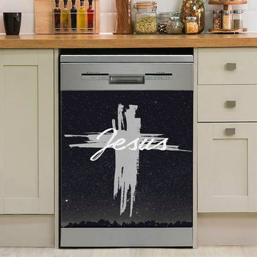 Christian Jesus Word Cross Dishwasher Cover, Bible Verse Dishwasher Magnet Cover, Scripture Kitchen Decor