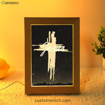 Christian Jesus Word Cross Frame Lamp Prints - Bible Verse Decor - Scripture Art
