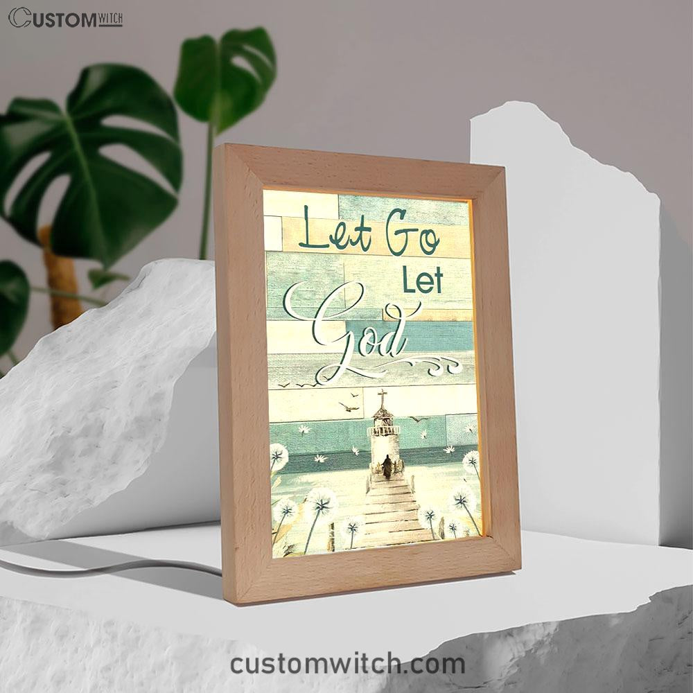 Christian Let Go Let God Frame Lamp Prints - Bible Verse Decor - Scripture Art