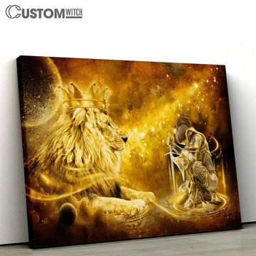 Christian Lion And Female Warrior Knight Of God Large Canvas Art - Christian Wall Art Home Decor - Religious Canvas Prints