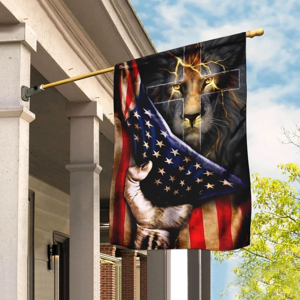 Christian Lion Cross House Flags, Christian Flag, Scripture Flag, Garden Banner