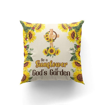 Christian Pillow, Jesus Pillow, Beautiful Cross Pillow, Sunflower Of Gods Garden Pillow, Christian Throw Pillow, Inspirational Gifts, Best Pillow