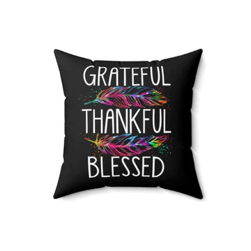 Christian Pillow, Jesus Pillow, Colorful Feathers, Grateful Thankful Blessed Pillow, Christian Throw Pillow, Inspirational Gifts, Best Pillow