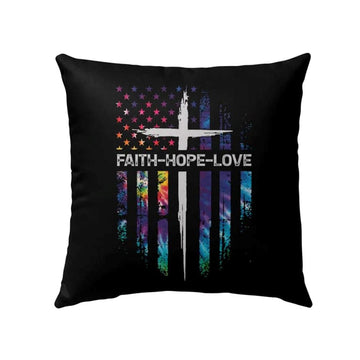 Christian Pillow, Jesus Pillow, Cross, American Flag Pillow, Faith Hope Love Throw Pillow, Christian Throw Pillow, Inspirational Gifts, Best Pillow