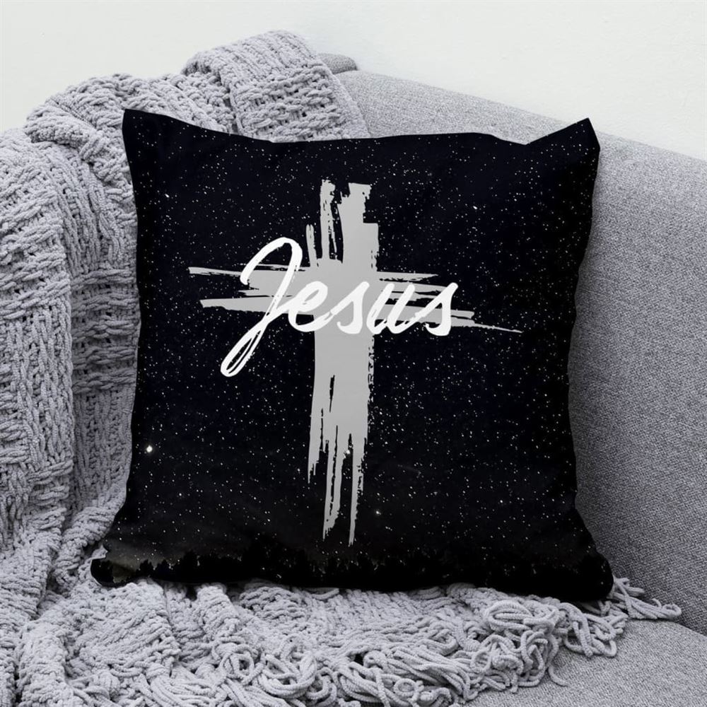 Christian Pillow, Jesus Pillow, Cross Art Pillow, The Word Jesus In Cross Throw Pillow, Christian Throw Pillow, Inspirational Gifts, Best Pillow