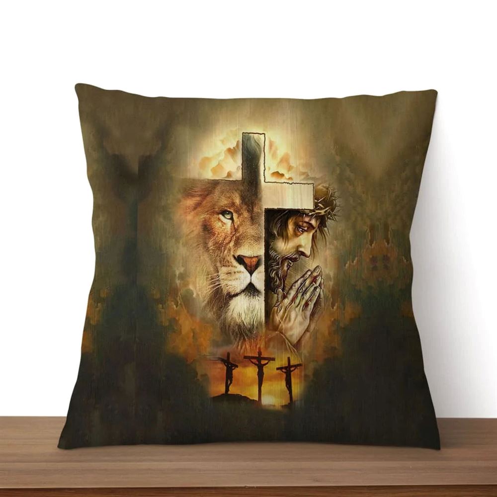 Christian Pillow, Jesus Pillow, Cross, Lion Pillow, The Lion Of Judah Pillow, Christian Throw Pillow, Inspirational Gifts, Best Pillow