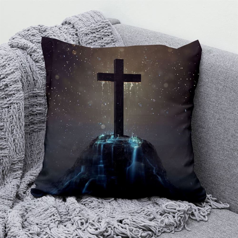 Christian Pillow, Jesus Pillow, Cross On The Hill Night Sky Pillow, Christian Throw Pillow, Inspirational Gifts, Best Pillow