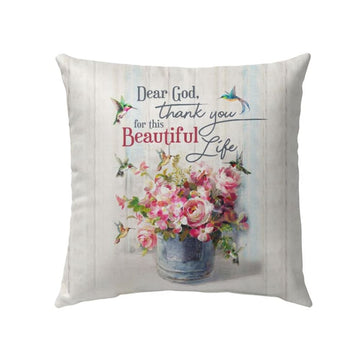 Christian Pillow, Jesus Pillow, Dear God Thank You For This Beautiful Life Christian Pillow, Christian Throw Pillow, Inspirational Gifts, Best Pillow