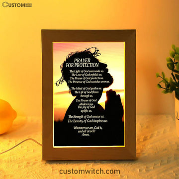 Christian Prayer For Protection Frame Lamp Prints - Bible Verse Decor - Scripture Art