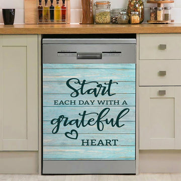 Christian Start Each Day With A Grateful Heart Dishwasher Cover, Bible Verse Dishwasher Magnet Cover, Scripture Kitchen Decor