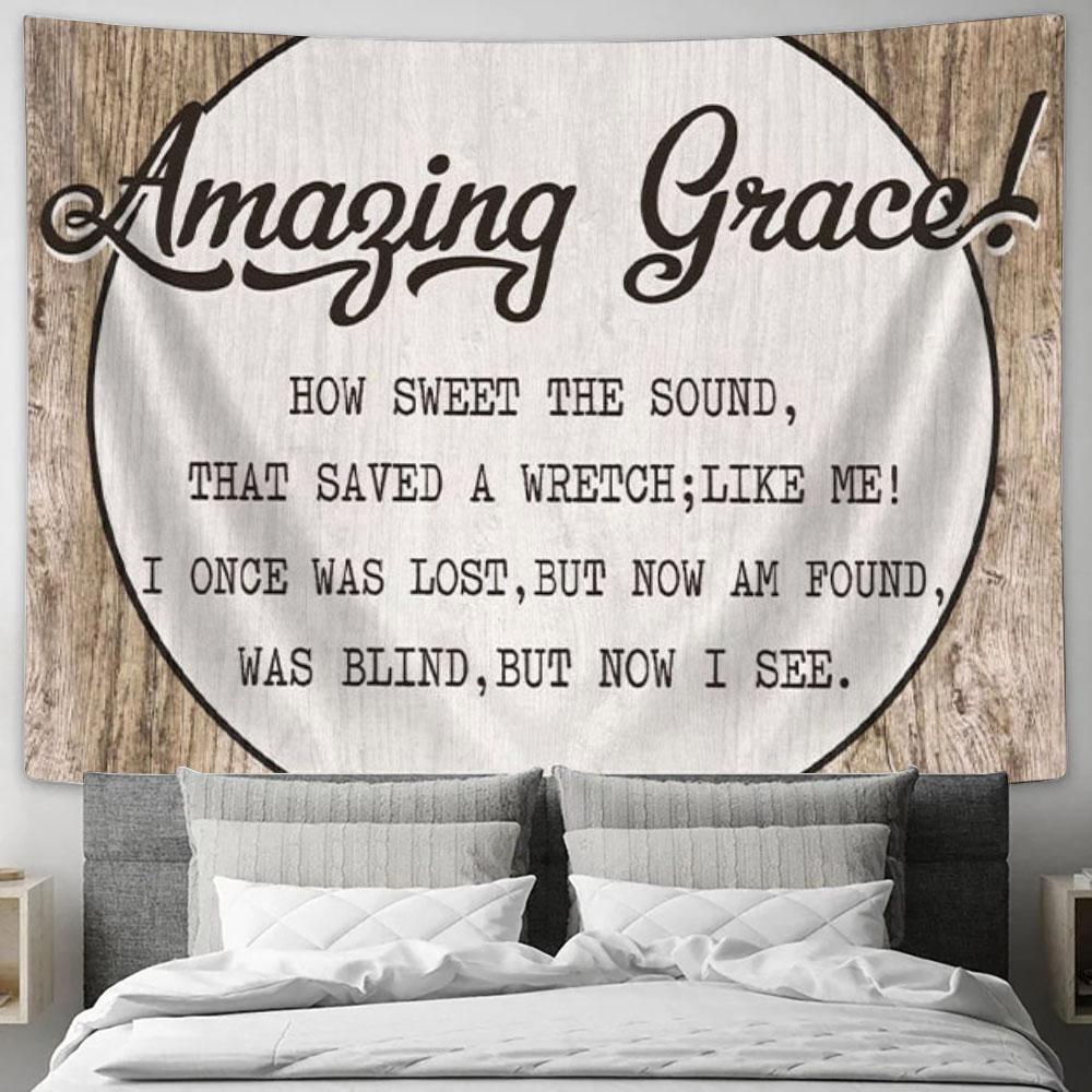 Christian Tapestry Wall Art Amazing Grace How Sweet The Sound Tapestry Print - Christian Wall Decor