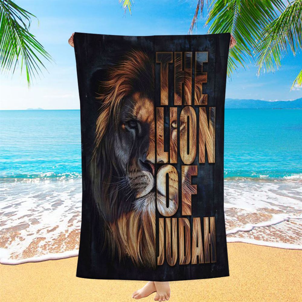 Christian The Lion Of Judah Picture Beach Towel - Bible Verse Beach Towel - Scripture Beach Towel