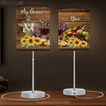 Christian Lamp Gift 2 Corinthians 129 My Grace Is Sufficient For You Table Lamp Print - Christian Bedroom Decor