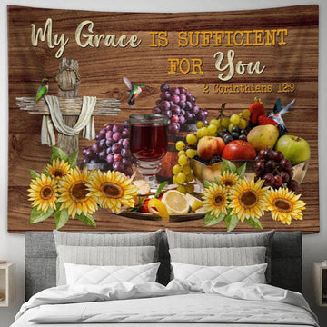Christian Wall Art 2 Corinthians 129 My Grace Is Sufficient For You Tapestry Print - Christian Wall Decor