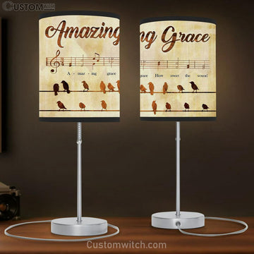 Christian Lamp Gift Amazing Grace How Sweet The Sound - Bird Painting Table Lamp Print - Christian Bedroom Decor
