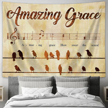 Christian Wall Art Amazing Grace How Sweet The Sound - Bird Painting Tapestry Print - Christian Wall Decor