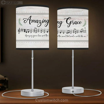 Christian Lamp Gift Amazing Grace How Sweet The Sound - Sheet Music - Christian Song Lyrics Table Lamp Art - Christian Bedroom Decor