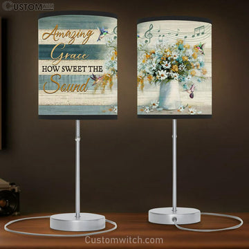 Christian Lamp Gift Amazing Grace How Sweet The Sound Farmhouse Style Table Lamp Print - Christian Bedroom Decor