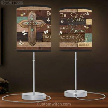 Christian Lamp Gift Be Still And Know That I Am God - Wooden Cross Table Lamp Print - Christian Bedroom Decor