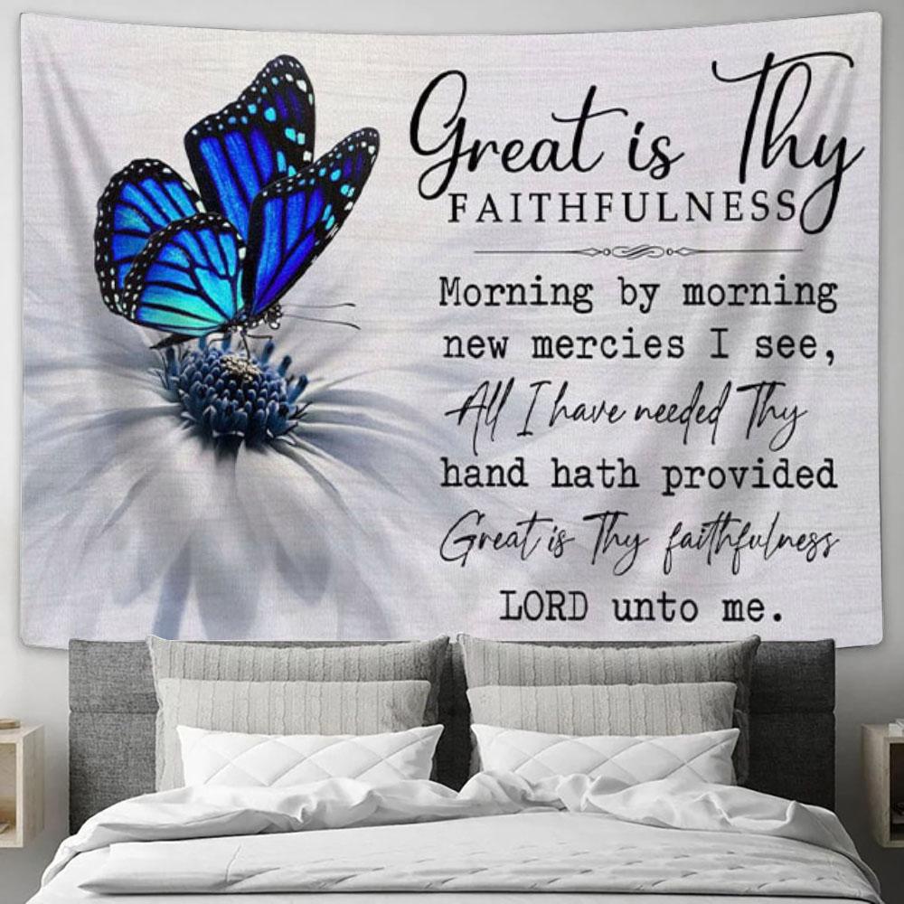 Christian Wall Art Great Is Thy Faithfulness Tapestry Wall Art - Christian Wall Decor