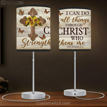 Christian Lamp Gift I Can Do All Things Through Christ Philippians 413 Sunflower Cross Table Lamp - Christian Bedroom Decor