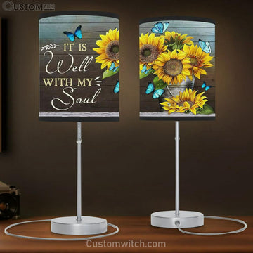 Christian Lamp Gift It Is Well With My Soul Butterfly Floral Table Lamp Gift - Christian Bedroom Decor