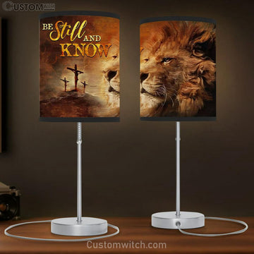 Christian Lamp Gift Lion Of Judah - Be Still And Know Table Lamp Print - Christian Bedroom Decor