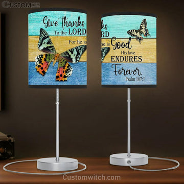 Christian Lamp Gift Psalm 1071 Give Thanks To The Lord Table Lamp Gift - Christian Bedroom Decor