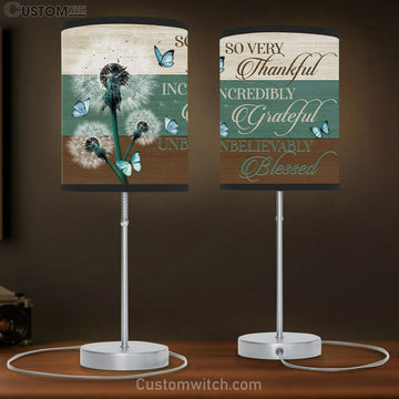 Christian Lamp Gift So Very Thankful Incredibly Grateful Unbelievably Blessed Table Lamp Print - Christian Bedroom Decor