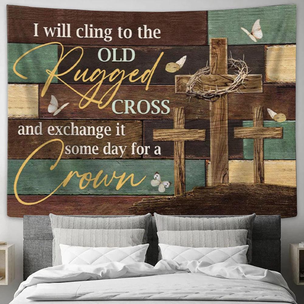 Christian Wall Art The Old Rugged Cross Tapestry Wall Art Print - Christian Wall Decor