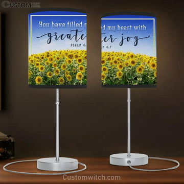 Christian Lamp Gift You Have Filled My Heart With Greater Joy Psalm 47 Table Lamp Print - Christian Bedroom Decor
