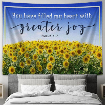 Christian Wall Art You Have Filled My Heart With Greater Joy Psalm 47 Tapestry Print - Christian Wall Decor