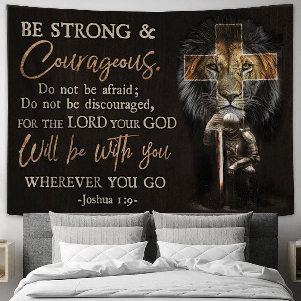 Christian Warrior - Be Strong And Courageous Joshua 19 Tapestry Wall Art Print - - Christian Wall Decor